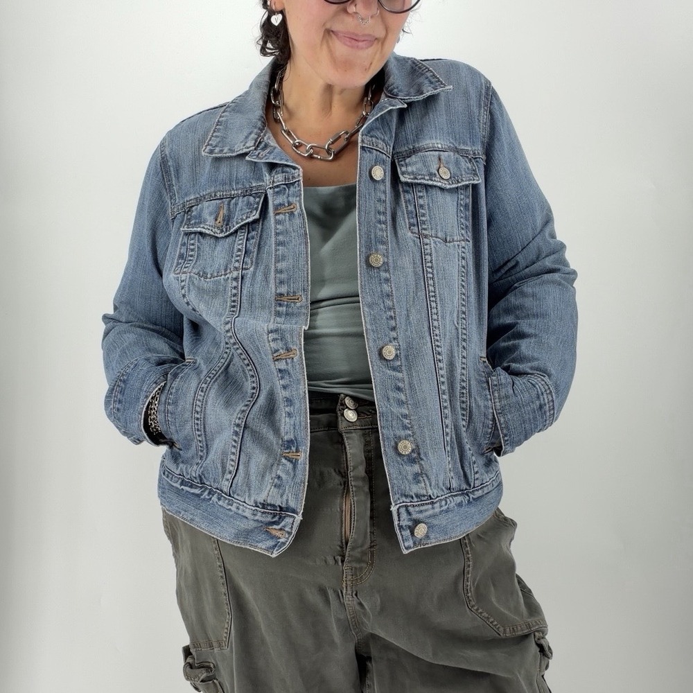 Vintage Y2K Old Navy Denim Trucker jean jacket XXL classic western cowgirl